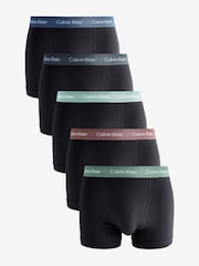 Calvin Klein Black/Multi Bands Classic Stretch Trunks 5 Pack Boxers - Image 1 of 8