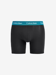 Calvin Klein Black/Blue Band Long Cotton Stretch Boxers 3 Pack - Image 3 of 5