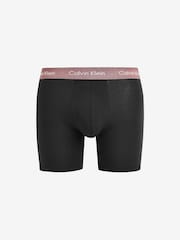 Calvin Klein Black/Blue Band Long Cotton Stretch Boxers 3 Pack - Image 4 of 5