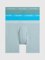 Calvin Klein Blue Long Cotton Stretch Boxers 3 Pack - Image 1 of 4