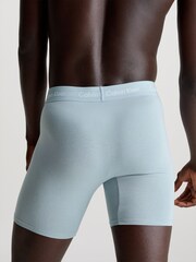 Calvin Klein Blue Long Cotton Stretch Boxers 3 Pack - Image 4 of 4