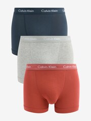 Calvin Klein Navy/Grey/Orange Classic Stretch Trunks 3 Pack Boxers - Image 1 of 4