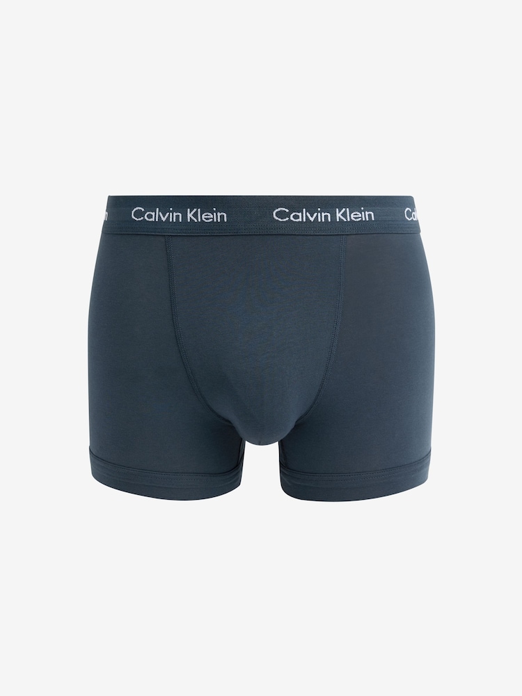 Calvin Klein Navy/Grey/Orange Classic Stretch Trunks 3 Pack Boxers - Image 2 of 4
