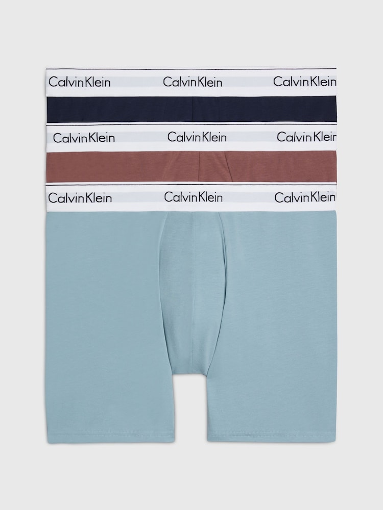 Calvin Klein Blue Boxers 3 Pack - Image 1 of 4
