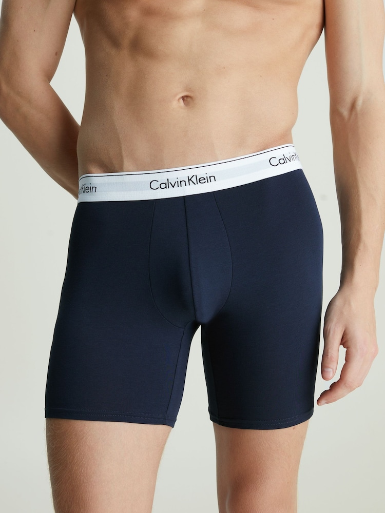 Calvin Klein Blue Boxers 3 Pack - Image 2 of 4