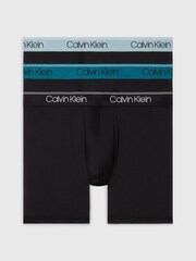 Calvin Klein Black/Blue Band Long Cotton Stretch Trunks 3 Pack Boxers - Image 1 of 4