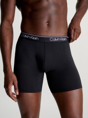 Calvin Klein Black/Blue Band Long Cotton Stretch Trunks 3 Pack Boxers - Image 2 of 4