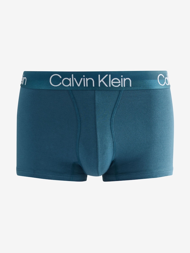 Calvin Klein Blue/Black/Red Structure Cotton Trunks 3 Pack Boxers - Image 2 of 6