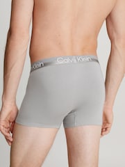 Calvin Klein Grey/Blue/Black Structure Cotton Trunks 3 Pack Boxers - Image 3 of 4