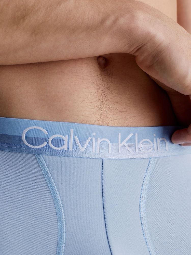 Calvin Klein Grey/Blue/Black Structure Cotton Trunks 3 Pack Boxers - Image 4 of 4