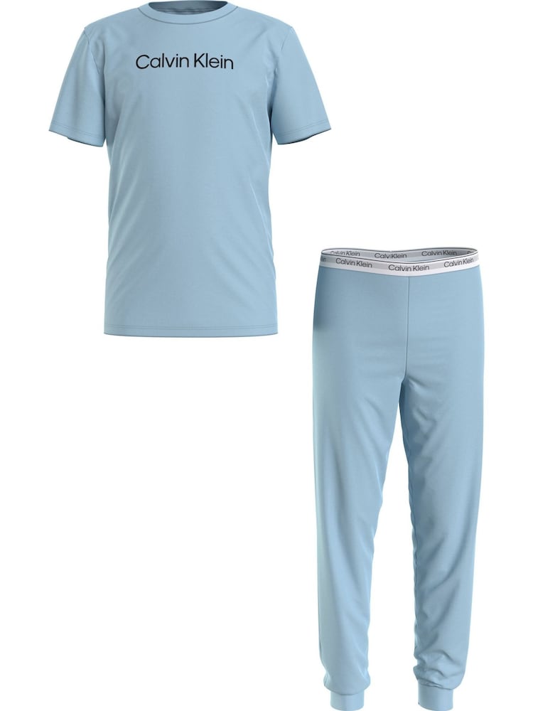Calvin Klein Blue Slogan Pyjama Set - Image 5 of 5