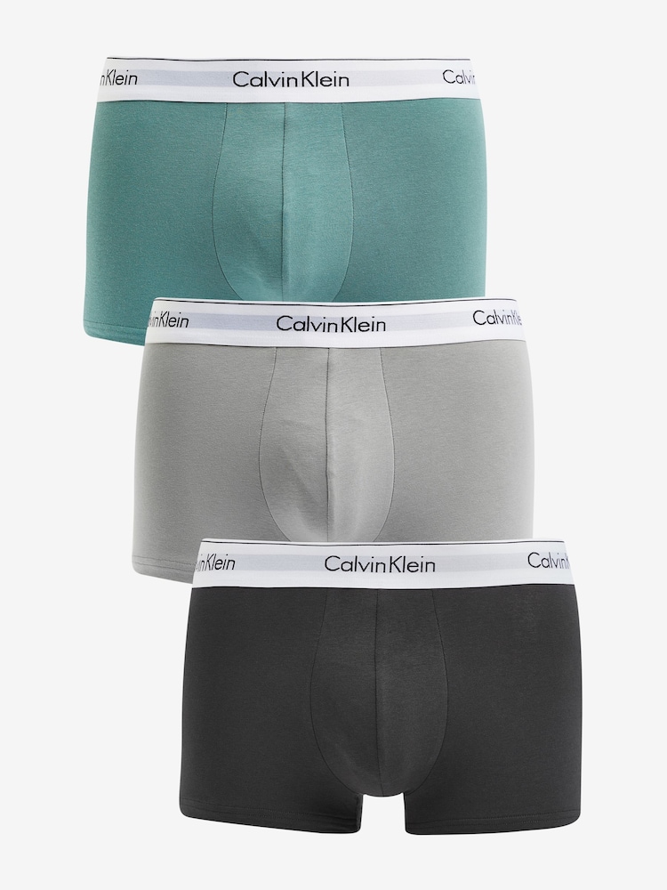 Calvin Klein Green Plain Trunks 3 Pack - Image 1 of 4