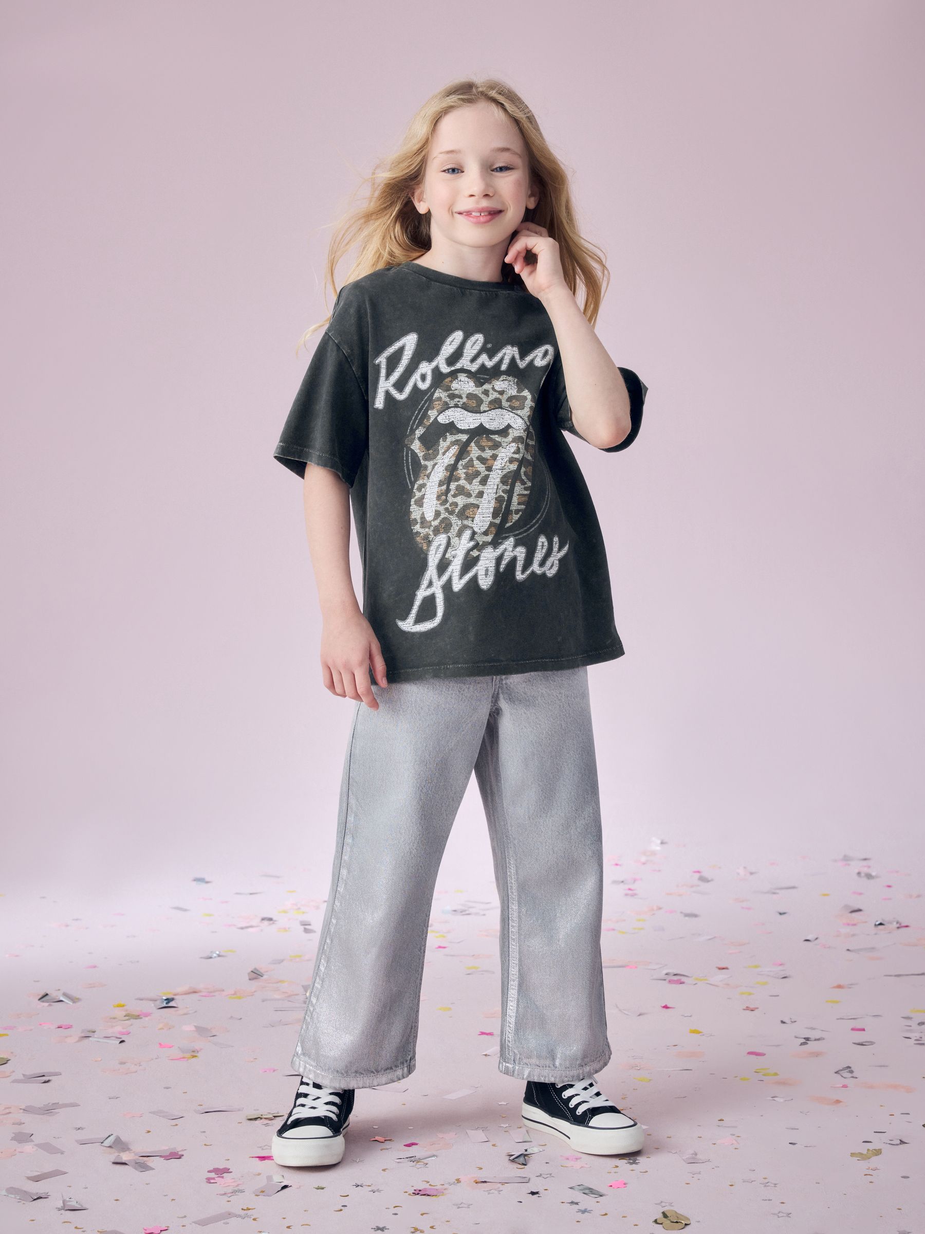 Buy Black/Grey Oversized Rolling Stones Band License T-Shirt Buy Black/Grey Oversized Rolling Stones Band License T-Shirt