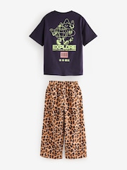 Navy Oversized Graphic T-Shirt and Wide Leg Joggers Set (3-16yrs) - Image 4 of 7