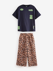 Navy Oversized Graphic T-Shirt and Wide Leg Joggers Set (3-16yrs) - Image 5 of 7