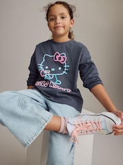 Blue/Grey Neon Hello Kitty Long Sleeve 100% Cotton Top (3-16yrs) - Image 2 of 8