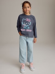 Blue/Grey Neon Hello Kitty Long Sleeve 100% Cotton Top (3-16yrs) - Image 3 of 8