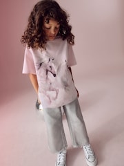 Pink/Lilac Oversized Graphic Print T-Shirt (3-16yrs) - Image 2 of 7