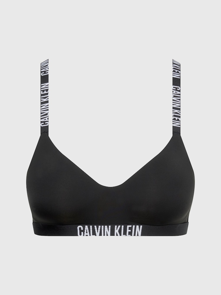 Calvin Klein Black Slogan Strap Bralette - Image 1 of 3 Calvin Klein Black Slogan Strap Bralette - Image 1 of 3