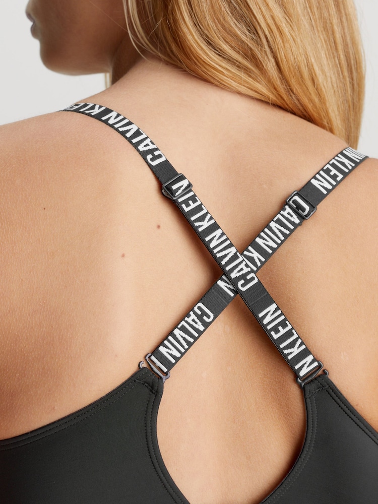 Calvin Klein Black Slogan Strap Bralette - Image 3 of 3 Calvin Klein Black Slogan Strap Bralette - Image 3 of 3