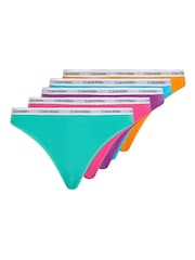 Calvin Klein Green Slogan Bikinis 5 Pack - Image 1 of 3