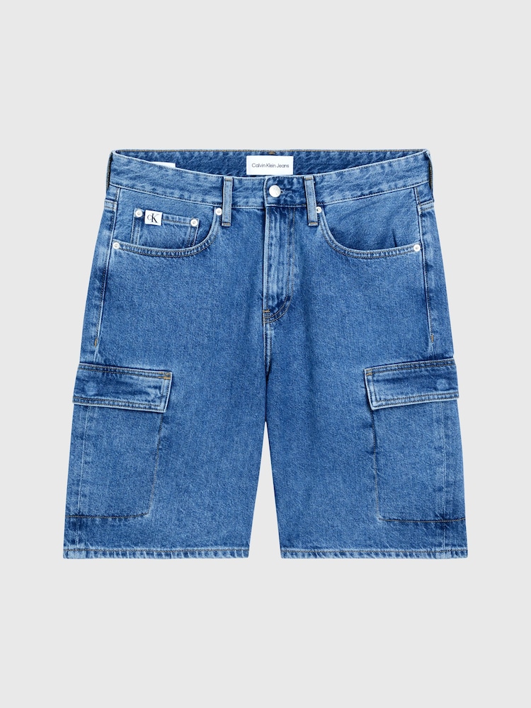Calvin Klein Blue 90’s Loose Denim Cargo Shorts - Image 3 of 3