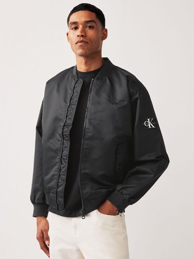 Calvin Klein Black Logo Bomber Jacket - Image 1 of 5