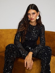 Lipsy Sequin Mesh Long Sleeve Top - Изображение 1 6