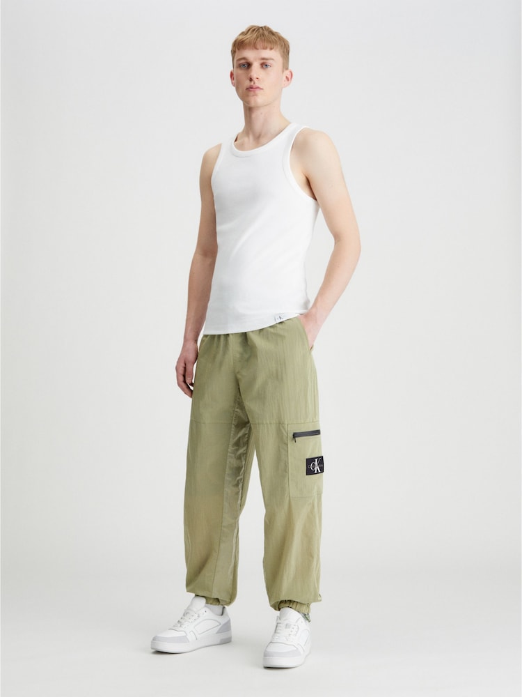 Calvin Klein White Woven Tab Tank Top - Image 1 of 2