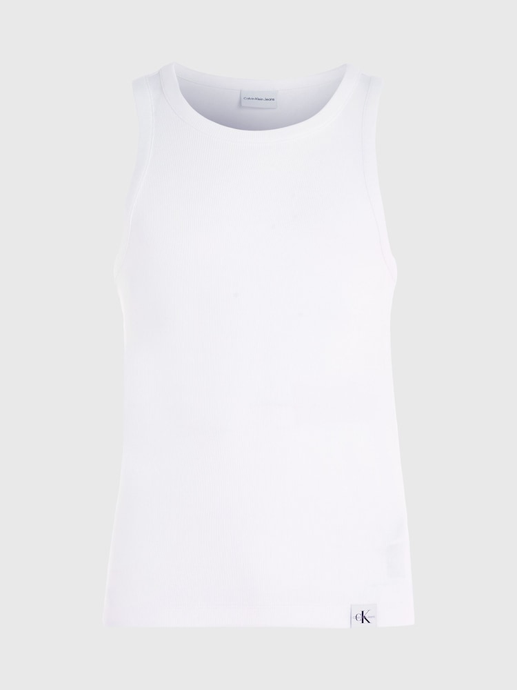 Calvin Klein White Woven Tab Tank Top - Image 2 of 2 Calvin Klein White Woven Tab Tank Top - Image 2 of 2