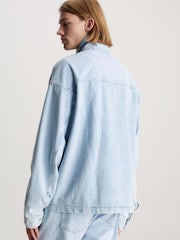 Calvin Klein Blue Denim Quarter Zip Pullover Jacket - Image 2 of 5