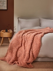 MADE.COM Peach Pink Agda Boucle Textured Throw - Image 1 of 5