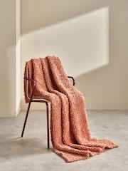 MADE.COM Peach Pink Agda Boucle Textured Throw - Image 2 of 5