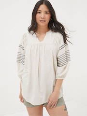 FatFace Natural Embroidered Tunic - Image 1 of 4