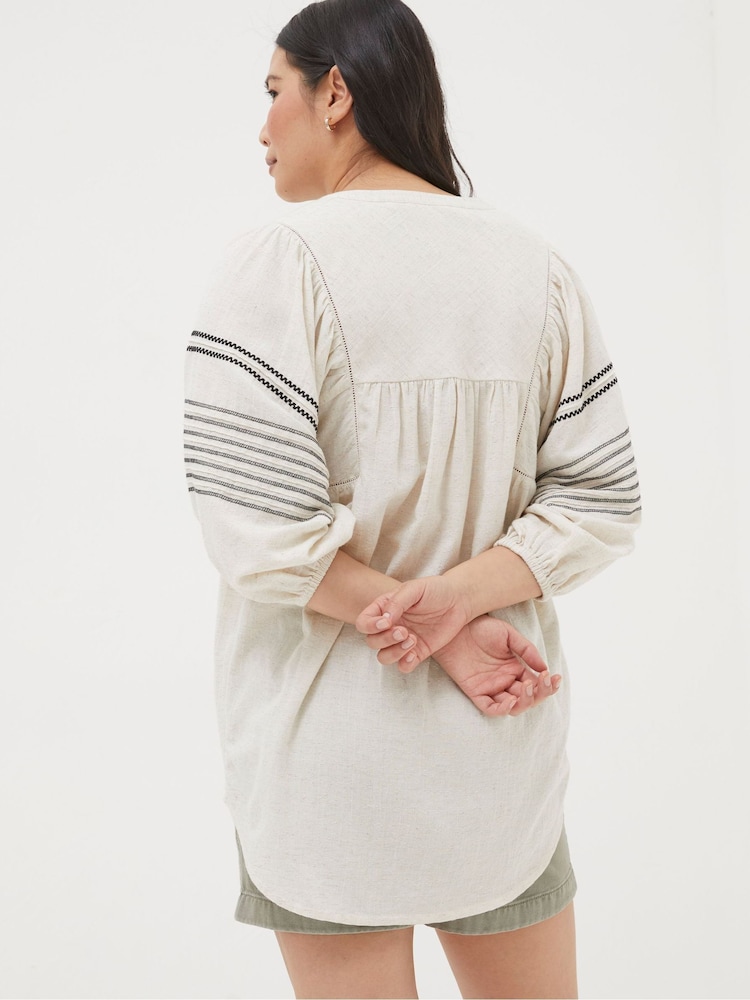 FatFace Natural Embroidered Tunic - Image 2 of 4
