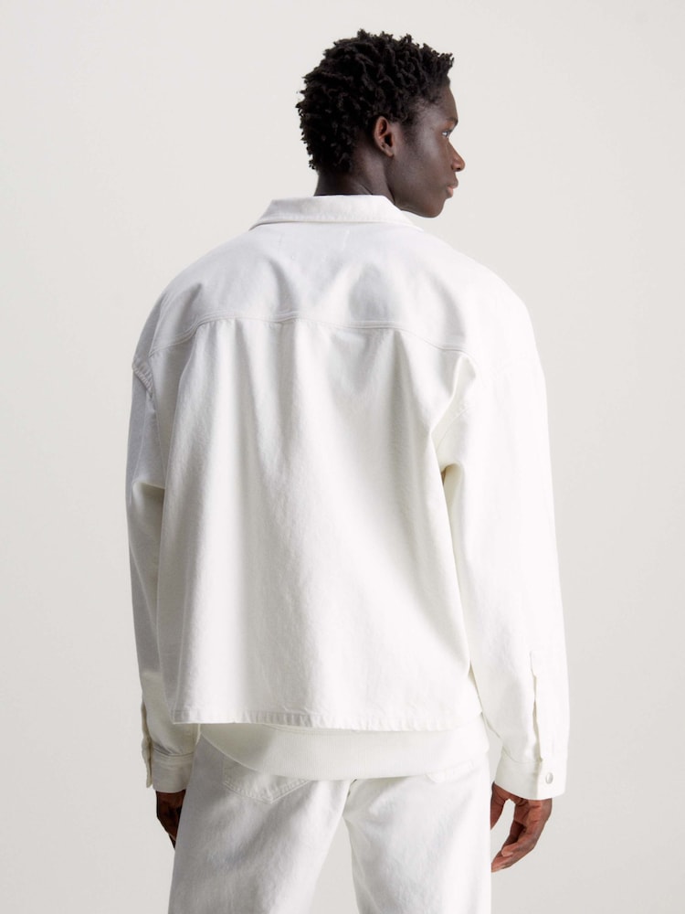 Calvin Klein White Woven Logo Relaxed Shirt - Image 2 of 3 Calvin Klein White Woven Logo Relaxed Shirt - Image 2 of 3
