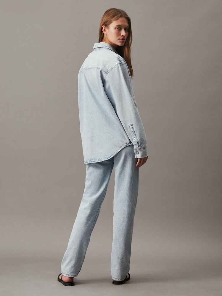Белая футболка в рубчик бойфренда Calvin Klein Jeans - Изображение 2 из 5