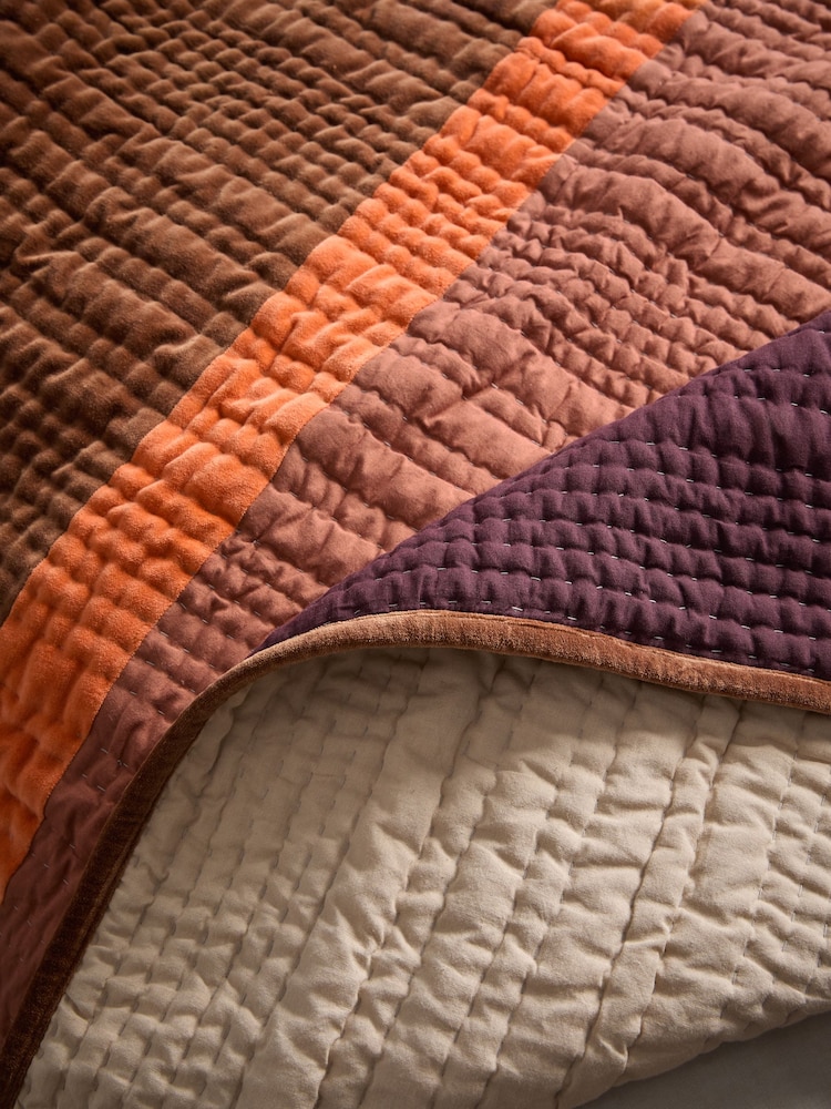 MADE.COM Valli Cotton Velvet Patchwork Bedspread - Image 2 of 6