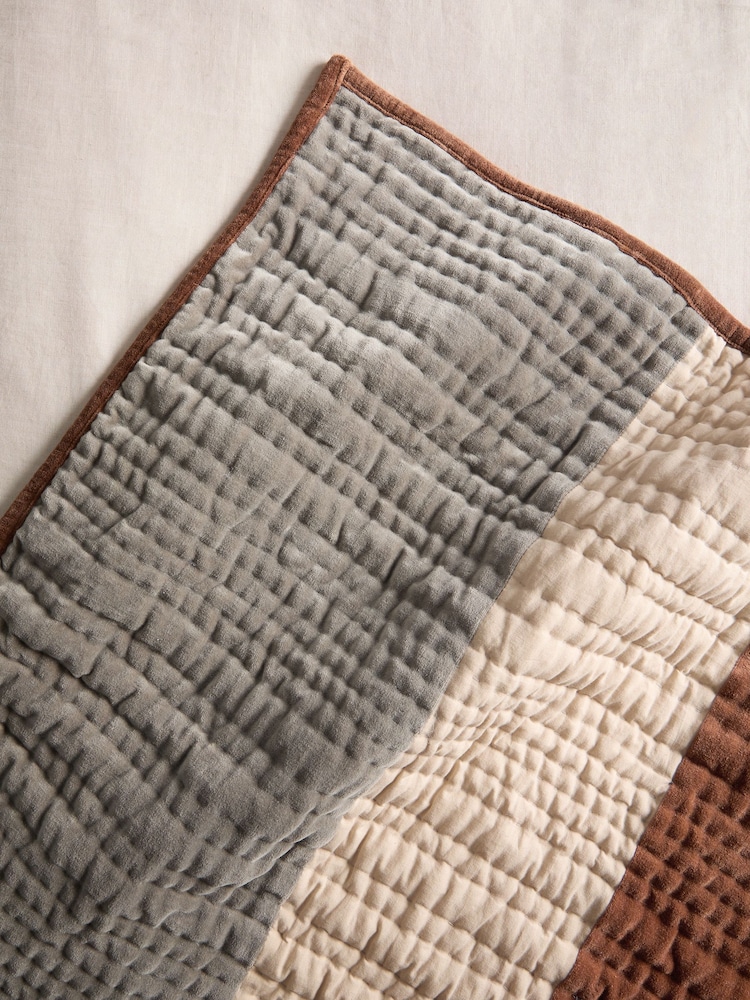 MADE.COM Valli Cotton Velvet Patchwork Bedspread - Image 4 of 6