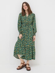 FatFace Green Spring Floral Maxi Dress - Image 1 of 4