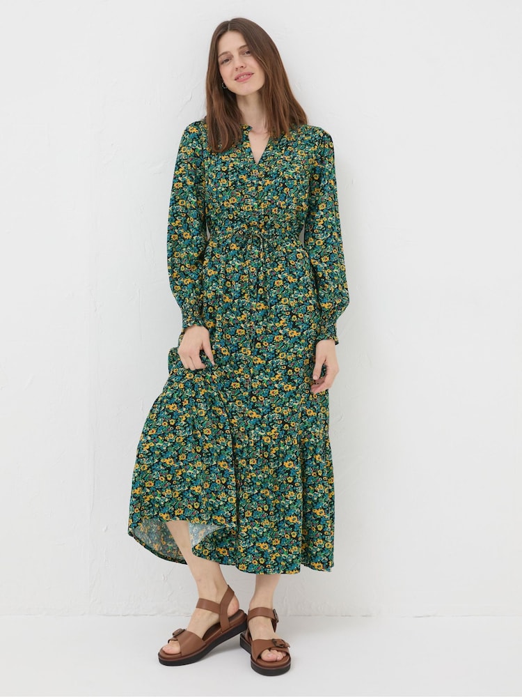 FatFace Green Spring Floral Maxi Dress - Image 1 of 4