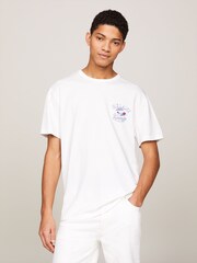 Tommy Jeans Off White Novelty Graphic 100% Cotton T-Shirt - Image 1 of 6