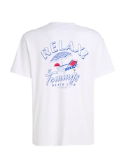 Tommy Jeans Off White Novelty Graphic 100% Cotton T-Shirt - Image 5 of 6