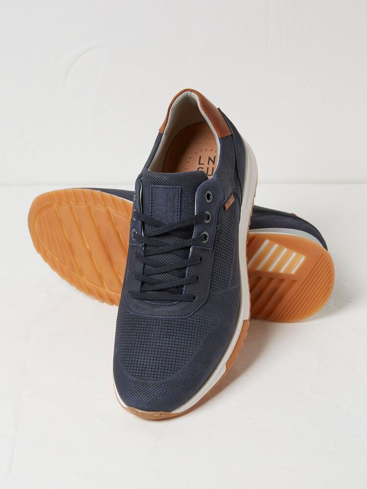 FatFace Wells Blue Leather Runner Trainers - Image 2 of 3