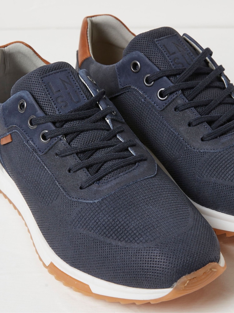 FatFace Wells Blue Leather Runner Trainers - Image 3 of 3