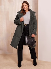 Friends Like These Grey Curve Longline Trim Coat - Image 1 of 4