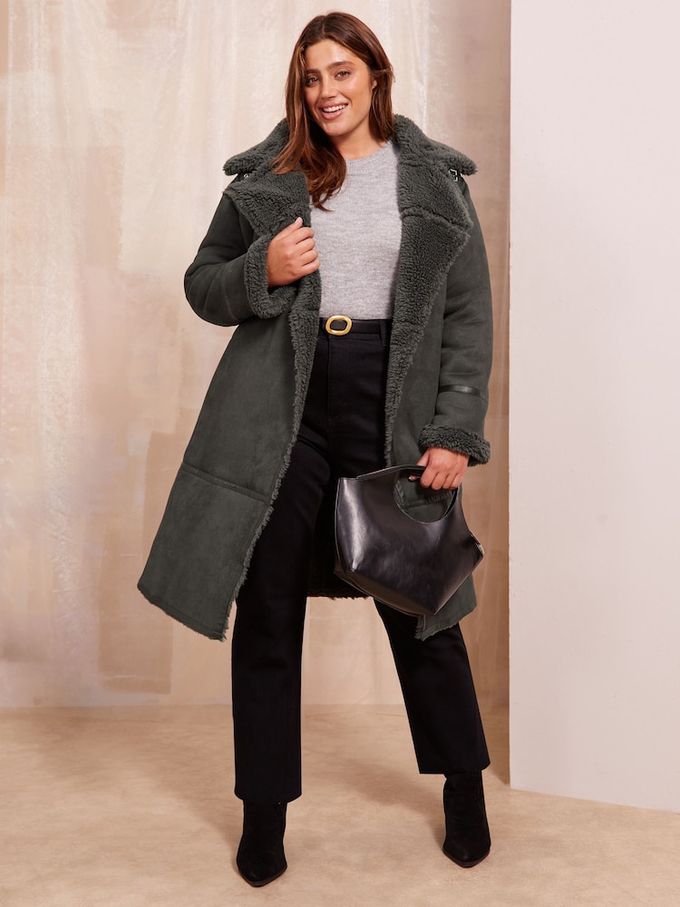 Friends Like These Grey Curve Longline Trim Coat - Image 1 of 4