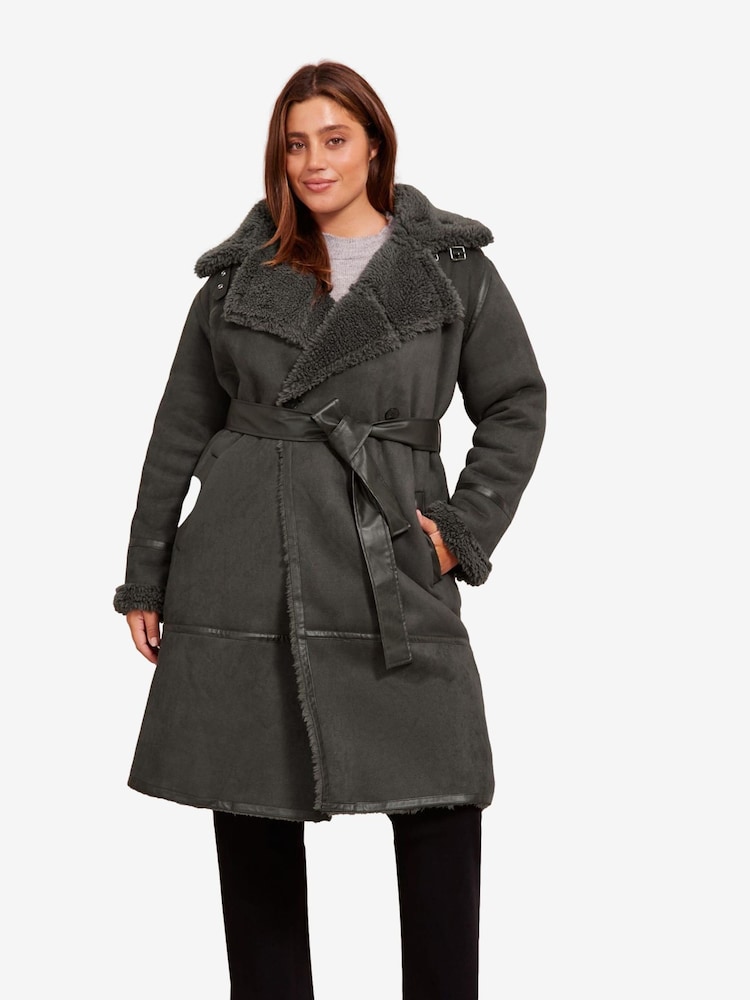 Friends Like These Grey Curve Longline Trim Coat - Image 2 of 4