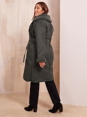 Friends Like These Grey Curve Longline Trim Coat - Image 4 of 4