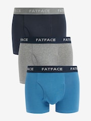 FatFace Blue/Grey Classic Cotton Boxer 3 Pack - Image 1 of 6